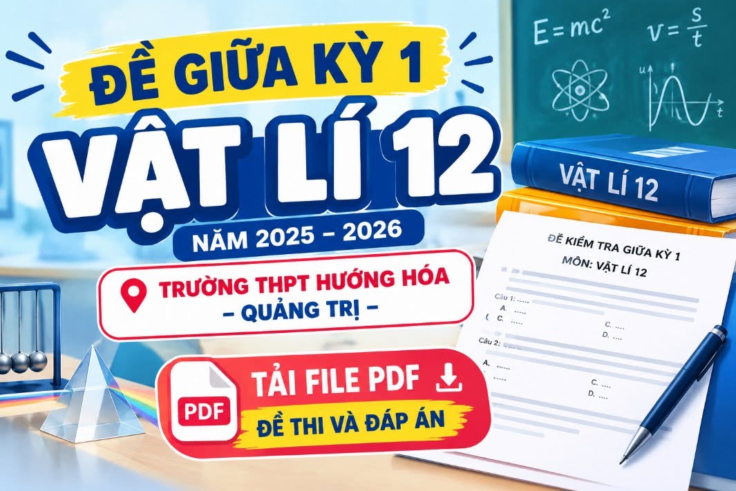 Đề giữa kỳ 1 Vật lí 12 năm 2025 – 2026 trường THPT Hướng Hóa – Quảng Trị